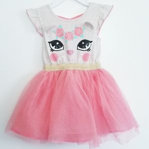 Little Lass Kitty Cat Print Peach Tutu Skirt Dress Size 3T